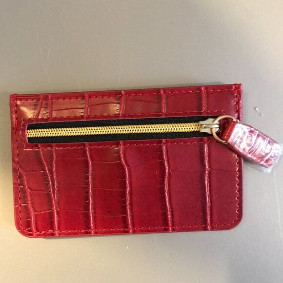 NEW B-Low faux leather crocodile look card wallet red with zipper pocket - Picture 4 of 5